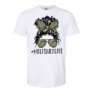 Military Life Messy Bun Wife Softstyle CVC T-Shirt