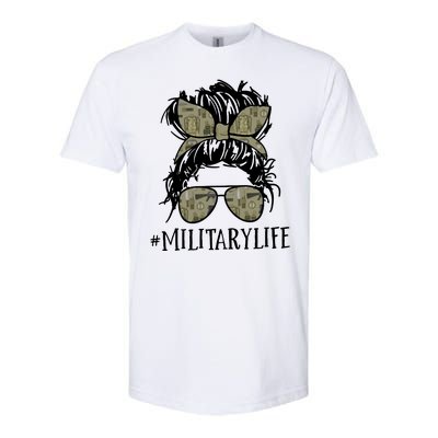 Military Life Messy Bun Wife Softstyle® CVC T-Shirt