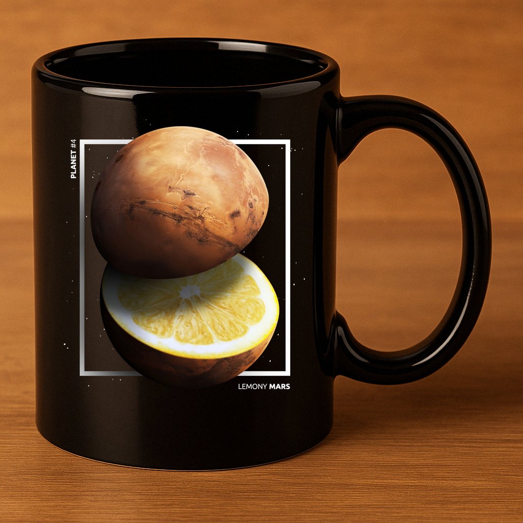 Mars Lemon 11oz C Handle Ceramic Mug