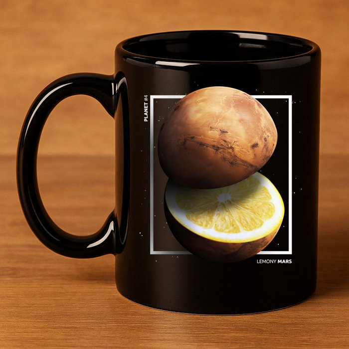 Mars Lemon 11oz C Handle Ceramic Mug