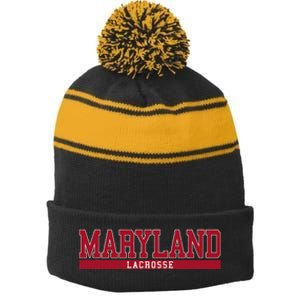 Maryland Lacrosse Stripe Pom Pom Beanie