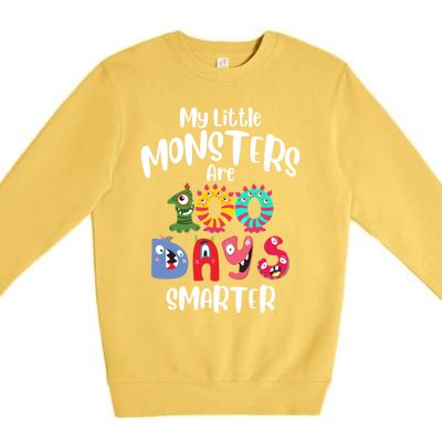 My Little Monsters Are 100 Days Smarter Funny Gift School Teacher Cool Gift Premium Crewneck Sweatshirt