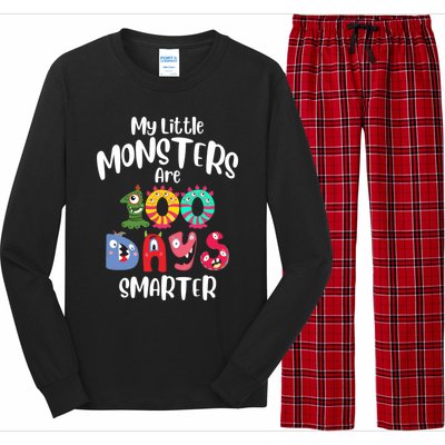 My Little Monsters Are 100 Days Smarter Funny Gift School Teacher Cool Gift Long Sleeve Pajama Set