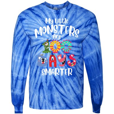 My Little Monsters Are 100 Days Smarter Funny Gift School Teacher Cool Gift Tie-Dye Long Sleeve Shirt