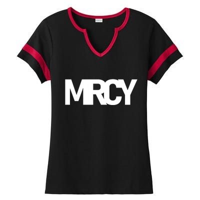 MRCY Logo Mercy Christian Slogan Ladies Halftime Notch Neck Tee