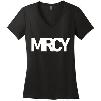 MRCY Logo Mercy Christian Slogan Women's V-Neck T-Shirt