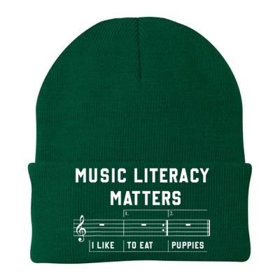 Music Literacy Matters I Like To Eat Puppies Knit Cap Winter Beanie