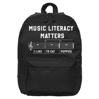 Music Literacy Matters I Like To Eat Puppies 16 in Basic Backpack