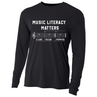Music Literacy Matters I Like To Eat Puppies Cooling Performance Long Sleeve Crew