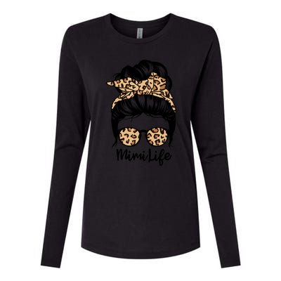 Mimi Life Messy Bun Hair Funny Leopard Mimi Gift Womens Cotton Relaxed Long Sleeve T-Shirt