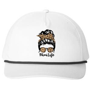 Mimi Life Messy Bun Hair Funny Leopard Mimi Gift Snapback Five-Panel Rope Hat