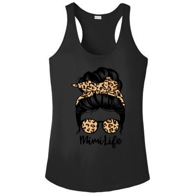 Mimi Life Messy Bun Hair Funny Leopard Mimi Gift Ladies PosiCharge Competitor Racerback Tank