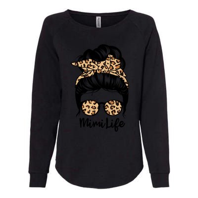 Mimi Life Messy Bun Hair Funny Leopard Mimi Gift Womens California Wash Sweatshirt