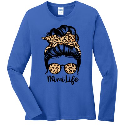 Mimi Life Messy Bun Hair Funny Leopard Mimi Gift Ladies Long Sleeve Shirt