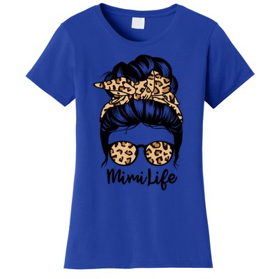 Mimi Life Messy Bun Hair Funny Leopard Mimi Gift Women's T-Shirt