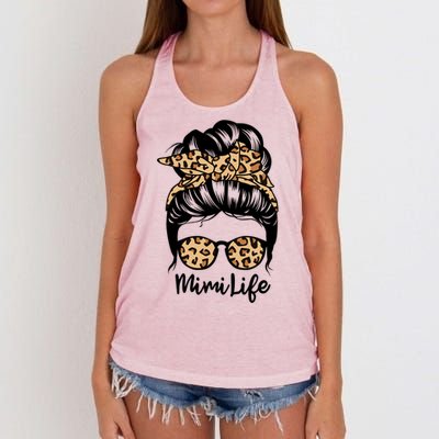 Mimi Life Messy Bun Hair Funny Leopard Mimi Gift Women's Knotted Racerback Tank