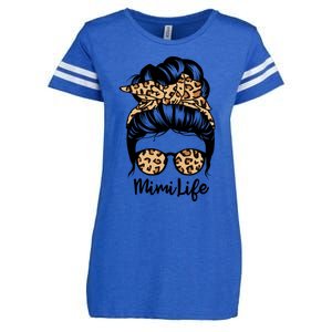 Mimi Life Messy Bun Hair Funny Leopard Mimi Gift Enza Ladies Jersey Football T-Shirt