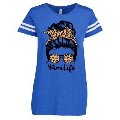 Mimi Life Messy Bun Hair Funny Leopard Mimi Gift Enza Ladies Jersey Football T-Shirt