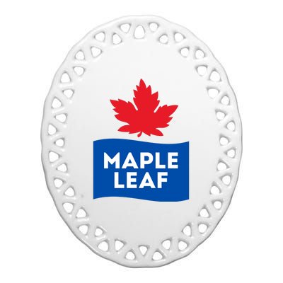 Maple Leaf Ceramic Oval Ornament