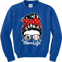 Mom Life Messy Bun Hair Baseball Hockey Player Mom Great Gift Kids Sweatshirt