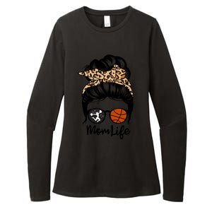 Mom Life Messy Bun Hair Funny Basketball Cheer Mom Gift Womens CVC Long Sleeve Shirt