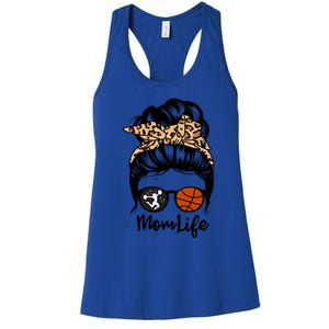 Mom Life Messy Bun Hair Funny Basketball Cheer Mom Gift Women's Racerback Tank