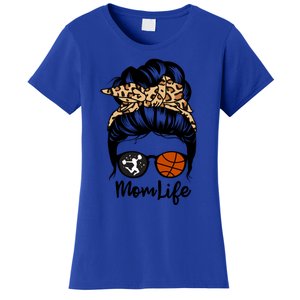 Mom Life Messy Bun Hair Funny Basketball Cheer Mom Gift Women's T-Shirt