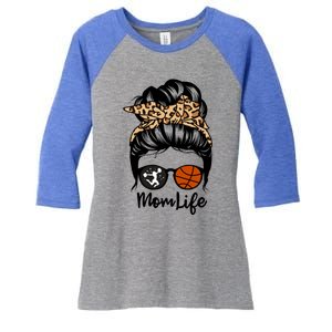 Mom Life Messy Bun Hair Funny Basketball Cheer Mom Gift Women's Tri-Blend 3/4-Sleeve Raglan Shirt