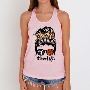 Mom Life Messy Bun Hair Funny Basketball Cheer Mom Gift Women's Knotted Racerback Tank