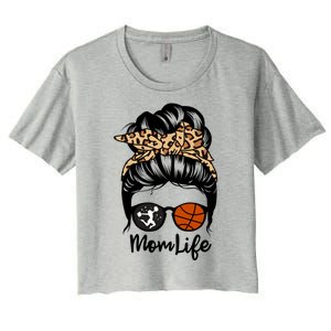 Mom Life Messy Bun Hair Funny Basketball Cheer Mom Gift Women's Crop Top Tee