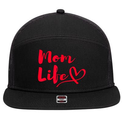 Mom Life | Mothers Funny Mothersday Gift | Womens 7 Panel Mesh Trucker Snapback Hat