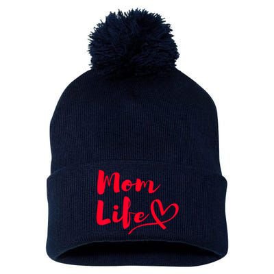 Mom Life | Mothers Funny Mothersday Gift | Womens Pom Pom 12in Knit Beanie