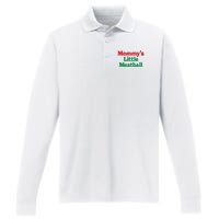 MommyS Little Meatball Funny Italian Im A Little Meatball Performance Long Sleeve Polo