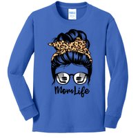 Mom Life Messy Bun Hair Funny Hockey Player Mom Meaningful Gift Kids Long Sleeve Shirt