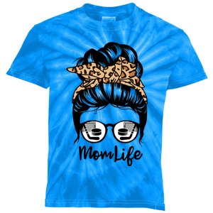 Mom Life Messy Bun Hair Funny Hockey Player Mom Meaningful Gift Kids Tie-Dye T-Shirt