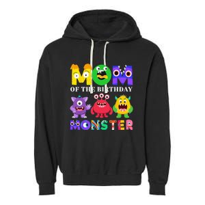 Mom Little Monster 1st Birthday Party Family Monster Garment-Dyed Fleece Hoodie