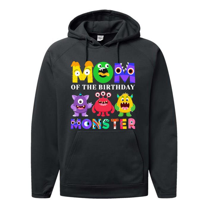 Mom Little Monster 1st Birthday Party Family Monster Performance Fleece Hoodie