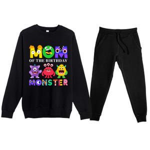 Mom Little Monster 1st Birthday Party Family Monster Premium Crewneck Sweatsuit Set