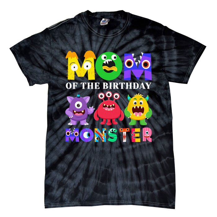 Mom Little Monster 1st Birthday Party Family Monster Tie-Dye T-Shirt