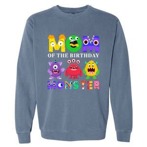 Mom Little Monster 1st Birthday Party Family Monster Garment-Dyed Sweatshirt