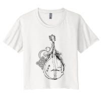 Mandolin Live Music Lover Bluegrass Festival Women's Crop Top Tee