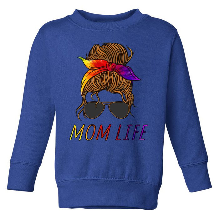 Mom Life Messy Hair Rainbow Splatter Mom Mama Cute Gift Toddler Sweatshirt