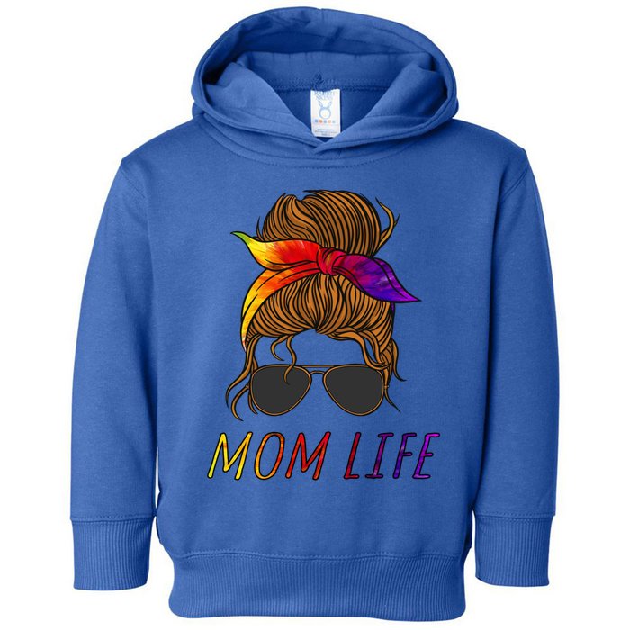 Mom Life Messy Hair Rainbow Splatter Mom Mama Cute Gift Toddler Hoodie