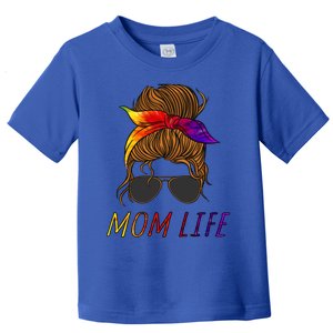 Mom Life Messy Hair Rainbow Splatter Mom Mama Cute Gift Toddler T-Shirt