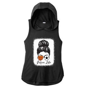 Mom Life Messy Bun Hair Basketball Soccer Mother's Day Gift Ladies PosiCharge Tri-Blend Wicking Draft Hoodie Tank