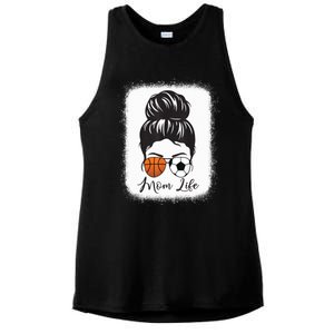 Mom Life Messy Bun Hair Basketball Soccer Mother's Day Gift Ladies PosiCharge Tri-Blend Wicking Tank