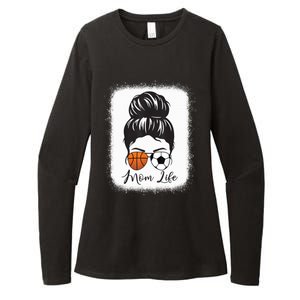 Mom Life Messy Bun Hair Basketball Soccer Mother's Day Gift Womens CVC Long Sleeve Shirt