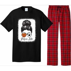 Mom Life Messy Bun Hair Basketball Soccer Mother's Day Gift Pajama Set