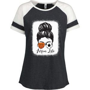 Mom Life Messy Bun Hair Basketball Soccer Mother's Day Gift Enza Ladies Jersey Colorblock Tee