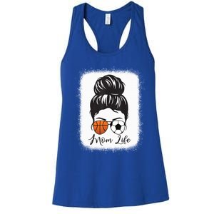 Mom Life Messy Bun Hair Basketball Soccer Mother's Day Gift Women's Racerback Tank